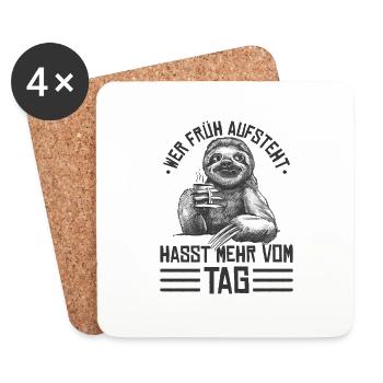 Faultier Sloth Büro Spruch Morgenmuffel - Untersetzer (4er-Set) - Weiß - Vorne