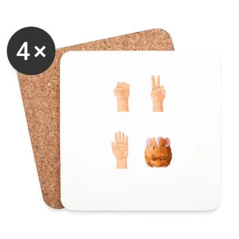 Guinea Pig Cavy Funny Animal Lover Rock Paper Scis - Coasters (set of 4) - white - Front