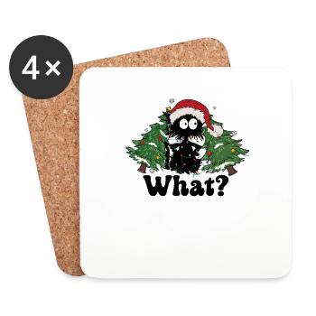 Katze Weihnachten Weihnachtskatze Geschenk - Untersetzer (4er-Set) - Weiß - Vorne