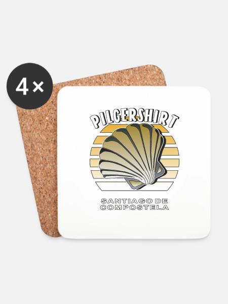 PILGERSHIRT MUSCHEL SANTIAGO DE COMPOSTELA - Untersetzer (4er-Set) - Weiß