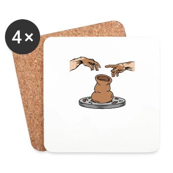 Töpfer Kunst DIY Keramik Lustiges Töpfern - Untersetzer (4er-Set) - Weiß - Vorne