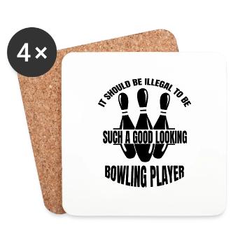 Bowling Kegel Bowler Kegeln Geschenk Bowlingkugel - Untersetzer (4er-Set) - Weiß - Vorne