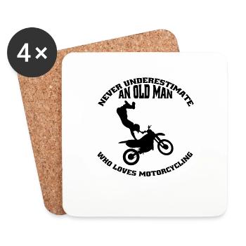 Motorcross Mofa Motorradfahrer Geschenk Motorrad - Untersetzer (4er-Set) - Weiß - Vorne