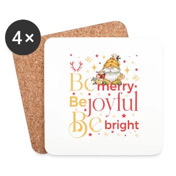 be merry be joyful be bright gnome - Coasters (set of 4) - white - Front