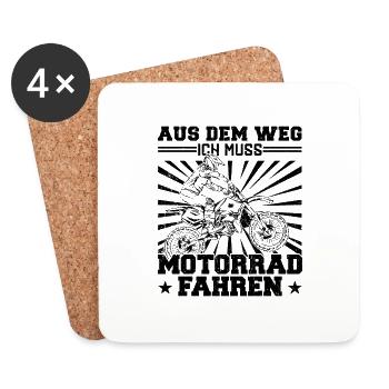 Aus dem Weg Ich Muss Motorrad fahren - Untersetzer (4er-Set) - Weiß - Vorne