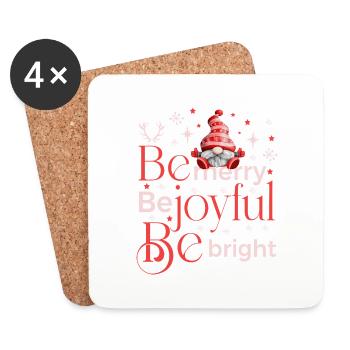 be merry be joyful be bright gnome - Coasters (set of 4) - white - Front
