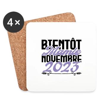 Annonce grossesse. bientôt Mamie Novembre 2023. - Dessous de verre (lot de 4) - blanc - Devant