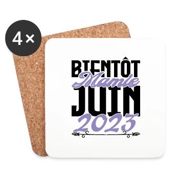 Annonce grossesse. bientôt Mamie Juin 2023. - Dessous de verre (lot de 4) - blanc - Devant