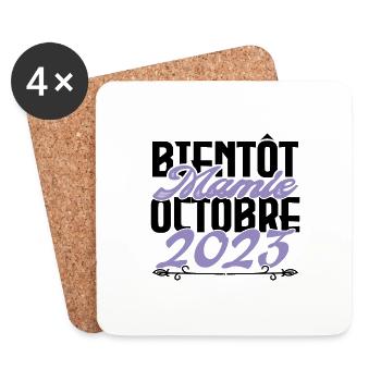 Annonce grossesse. bientôt Mamie Octobre 2023. - Dessous de verre (lot de 4) - blanc - Devant