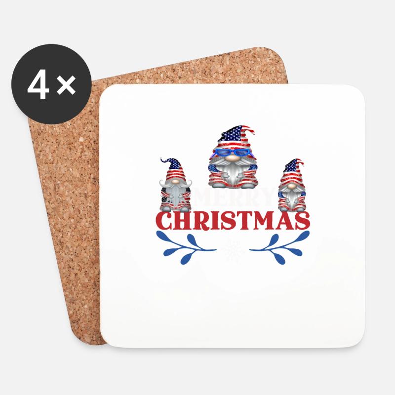 Merry Cristmas gnomes - Untersetzer (4er-Set) - Weiß