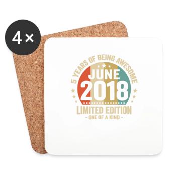 June 2018 5 years anniversary vintage gift idea - Coasters (set of 4) - white - Front