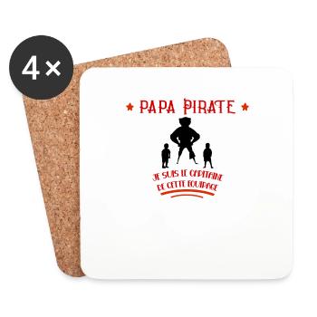 Papa Pirate Idée Cadeau Fêtes Des Pères - Dessous de verre (lot de 4) - blanc - Devant