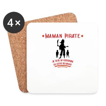 Maman Pirate Idée Cadeau Fêtes Des Mères - Dessous de verre (lot de 4) - blanc - Devant