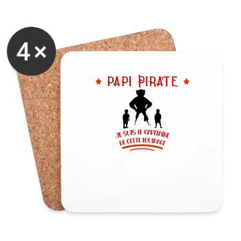 Papi Pirate Idée Cadeau Fêtes Des Grands-Pères - Dessous de verre (lot de 4) - blanc - Devant