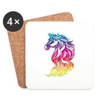 Licorne artistique aux couleurs de l’arc-en-ciel - Dessous de verre (lot de 4) - blanc - Devant