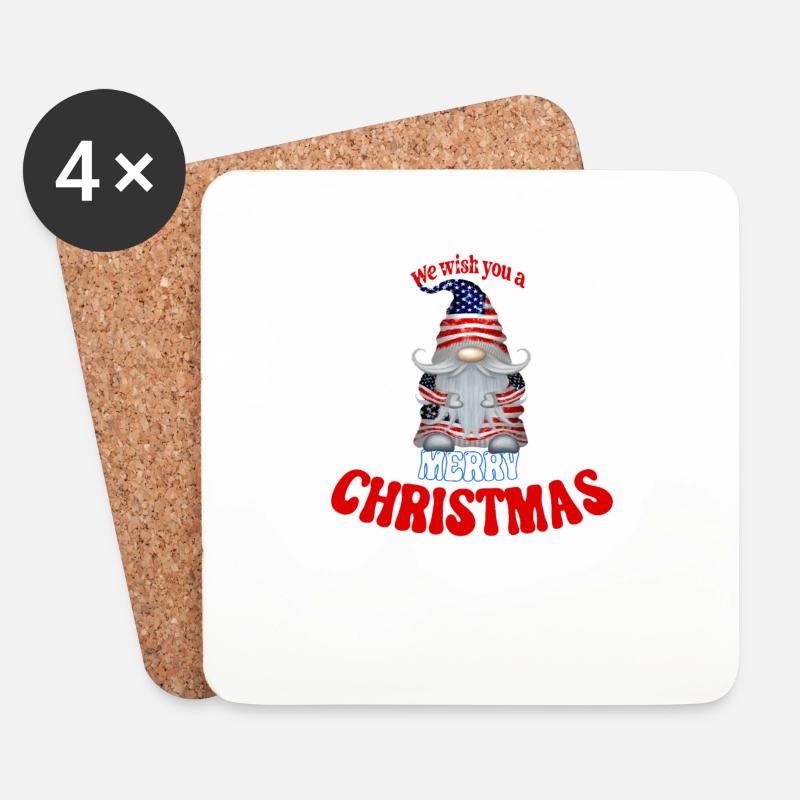 We wish you a merry Christmas American Gnome - Untersetzer (4er-Set) - Weiß