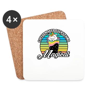 Pink Magical Unicorn Caffeine Coffee Lover - Coasters (set of 4) - white - Front