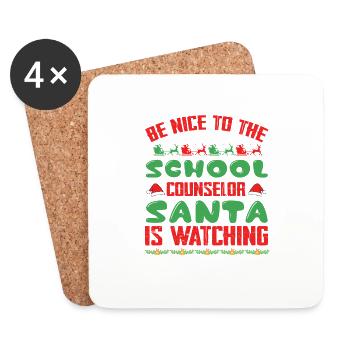 Soyez gentil avec le conseiller scolaire - Dessous de verre (lot de 4) - blanc - Devant
