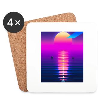 Vaporwave Sun Synthwave Sunset - Coasters (set of 4) - white - Front