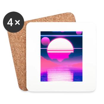 Vaporwave Sun Synthwave Sunset - Coasters (set of 4) - white - Front