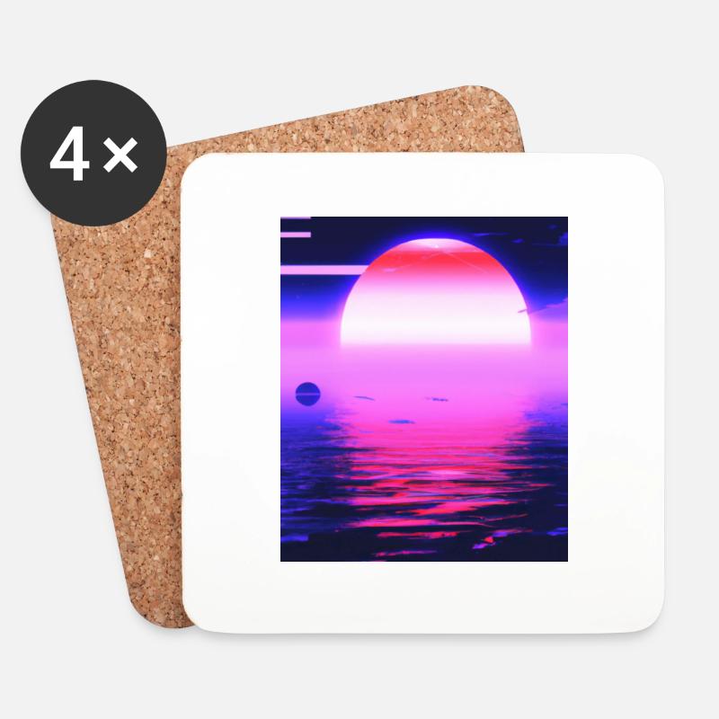 Vaporwave Sun Synthwave Sunset - Untersetzer (4er-Set) - Weiß