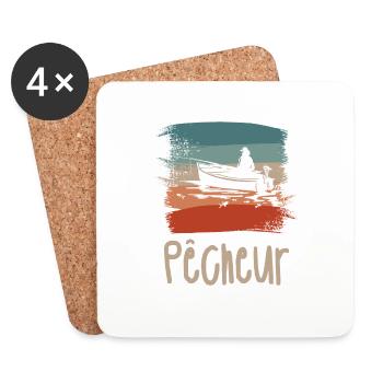 Vintage Retro Pêcheur Pêche - Dessous de verre (lot de 4) - blanc - Devant