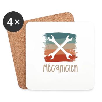 Vintage Retro Mécanicien Mécanique - Dessous de verre (lot de 4) - blanc - Devant