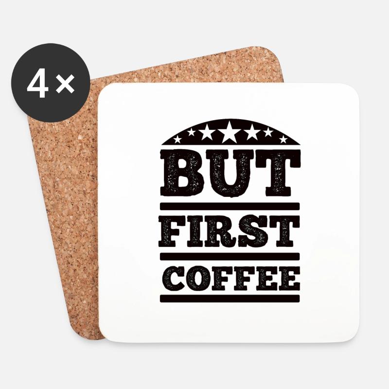 Kaffee Sarkasmus Freunde Glück Freude Cappuccino - Untersetzer (4er-Set) - Weiß