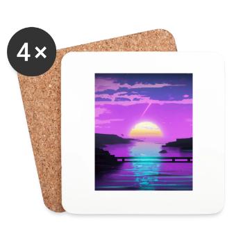 Vaporwave Sun Synthwave Sunset - Coasters (set of 4) - white - Front