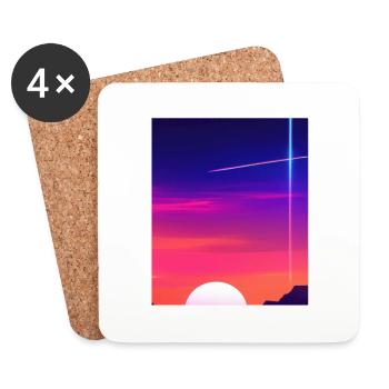 Vaporwave Sun Synthwave Sunset - Coasters (set of 4) - white - Front