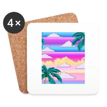 Synthwave Sun Hawaii Vaporwave Aesthetic - Untersetzer (4er-Set) - Weiß - Vorne