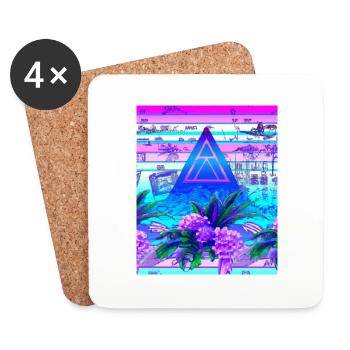 Synthwave Sun Hawaii Vaporwave Aesthetic - Untersetzer (4er-Set) - Weiß - Vorne