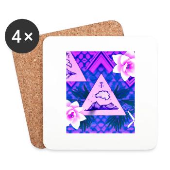 Synthwave Sun Hawaii Vaporwave Aesthetic - Untersetzer (4er-Set) - Weiß - Vorne