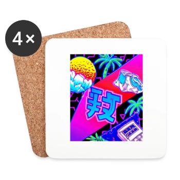 Synthwave Sun Hawaii Vaporwave Esthétique - Dessous de verre (lot de 4) - blanc - Devant
