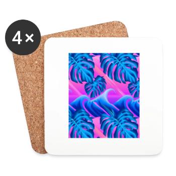Synthwave Sun Hawaii Vaporwave Aesthetic - Untersetzer (4er-Set) - Weiß - Vorne