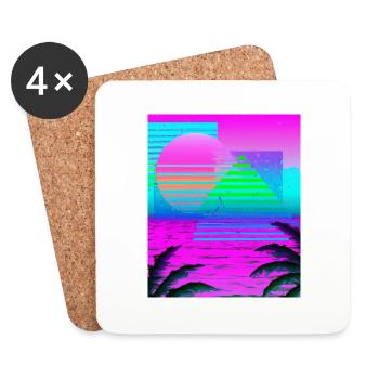 Synthwave Sun Hawaii Vaporwave Aesthetic - Untersetzer (4er-Set) - Weiß - Vorne