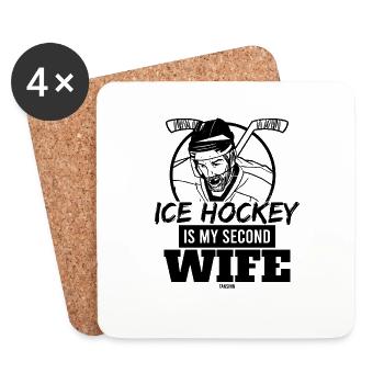 Hockey sur glace Papa Cadeau de la fête des pères - Dessous de verre (lot de 4) - blanc - Devant
