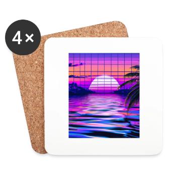 Synthwave Sun Hawaii Vaporwave Aesthetic - Untersetzer (4er-Set) - Weiß - Vorne