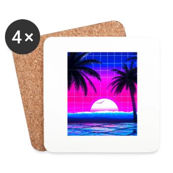 Synthwave Sun Hawaii Vaporwave Esthétique - Dessous de verre (lot de 4) - blanc - Devant