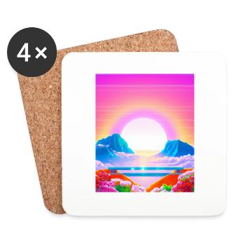 Synthwave Sun Hawaii Vaporwave Aesthetic - Untersetzer (4er-Set) - Weiß - Vorne