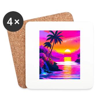 Synthwave Sun Hawaii Vaporwave Aesthetic - Untersetzer (4er-Set) - Weiß - Vorne