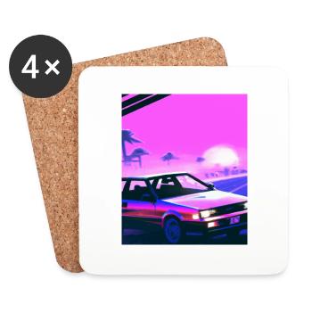 Vaporwave Esthétique Synthwave Car - Dessous de verre (lot de 4) - blanc - Devant