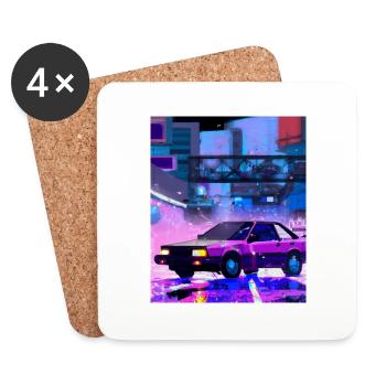 Vaporwave Esthétique Synthwave Car - Dessous de verre (lot de 4) - blanc - Devant