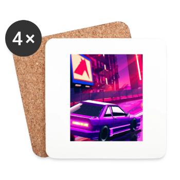 Vaporwave Esthétique Synthwave Car - Dessous de verre (lot de 4) - blanc - Devant