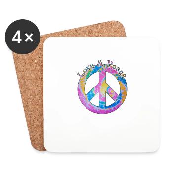 Love Peace 60s 70s Hippie Costume Love Peace - Untersetzer (4er-Set) - Weiß - Vorne