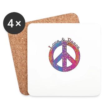 Love Peace 60s 70s Hippie Costume Love Peace - Coasters (set of 4) - white - Front