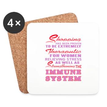 Shopping Strengthen The Immune System Retro Funny - Untersetzer (4er-Set) - Weiß - Vorne