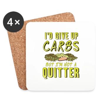 I'd Give Up Carbs But I'm Not A Quitter Retro - Untersetzer (4er-Set) - Weiß - Vorne