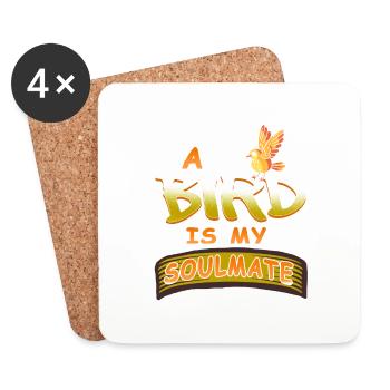 A Bird Is My Soulmate Cute Retro Designs - Coasters (set of 4) - white - Front