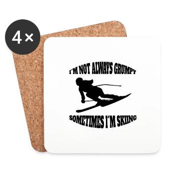 Ski Skieurs Noël Sports d’hiver Ski - Dessous de verre (lot de 4) - blanc - Devant